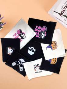 1pc Black & Beige Halloween Cartoon Makeup Bag, Fashionable And Versatile, Suitable For Daily Outings And Multi-Purpose Storage Of Cosmetics, Stationery, Coins, Etc., Convenient To Carry, Great For Graduation, Birthday, Halloween, Parties And Other Gifting Occasions