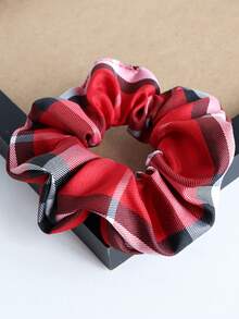 1pc Oversized Plaid Hair Scrunchie, Cute Pig Design Colorful Printed Fabric Hair Tie, Unique Ponytail Holder, Classic Hair Accessory Makeup Home Gym Woman Accessories Head Accessories Elastic Band Beauty Home Hair Accessories - Multicolor - View 14