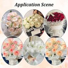 4 Yards Flower Wrapping Mesh Paper Pearl Bouquet Packaging Paper Wrinkled Translucent Floral Wrapping Papers White Mesh Wrap Papers Party Favor Decor Florist Supplies Wedding - 白色 - 查看 5