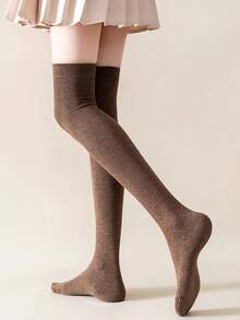 1 Pair Women's Thigh High Socks, Knee High Stockings, Student Long Socks Christmas Gift