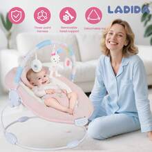 Portable Automatic Baby Rocking Chair With Music & Vibration, Removable Bar, Adjustable Recline, For Babies 0–6 Months, Max 9kg - Pink - View 2