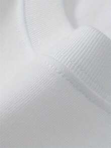 Camiseta de manga corta holgada con estampado de moda para hombres SU ER | Diseño exquisito | Esencial de verano | Fácil de combinar, mostrando tu estilo - Blanco - Ver 3