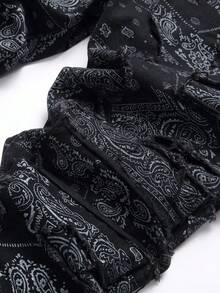 Fashionable Tassel All-Over Print Casual Slim Fit Jeans For Teenagers - Black - View 6