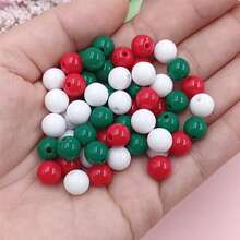10-100Pcs Christmas Style 8-16mm Acrylic Round Loose Beads DIY Necklace Bracele Jewelry Making Material - 紅色/白色/綠色 - 查看 14