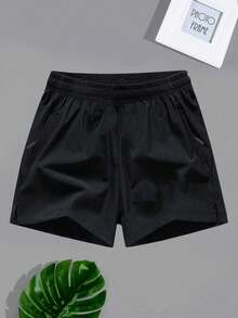 4 piezas Pantalones cortos casuales de unicolor de verano para niños preadolescentes, de longitud hasta la rodilla - Negro - View 2