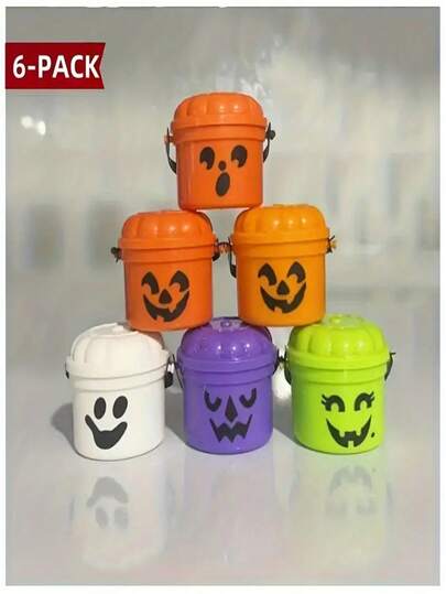 Halloween Pumpkin Mini Buckets - Perfect For Candy And Party Decorations, Durable Plastic, Retro, Classic Party Decoration, Perfect For Halloween, Thanksgiving, No Feathers, No Electricity Required