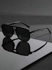 1 Pair Men's Retro Double Bridge Aviator Frame Fashion Glasses, Suitable For Fashion Outfits, Party Decoration, Outdoor Travel, Beach Vacation, Cycling, Driving, Outdoor Sports, Daily Use