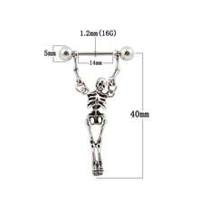 1pc Stainless Steel Skull Hoop Earrings, Retro Avant-Garde Style, Long-Lasting Color, Suitable For Halloween And Daily Wear