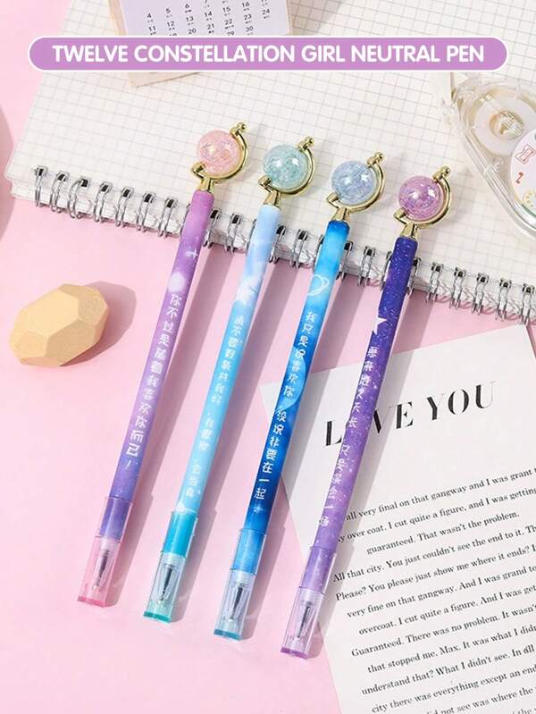 8 pièces Ensemble de stylos neutres étudiants à thème de dessins animés adorables | Papeterie et fournitures de bureau créatives et pratiques | Stylos à encre noire à écriture fluide pour la rentrée scolaire, pour les fournitures scolaires, la rentrée des classes