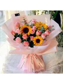 10 piezas/Paquete Papel coreano sólido de acabado mate, translúcido y grueso, resistente al agua para envolver ramos de flores, material de empaquetado para floristería, 57x57cm