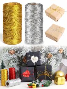 100 m/328 pi Ficelle de boulanger métallique, corde d'emballage cadeau or et argent, corde de décoration pailletée métallique, parfaite pour Halloween, Noël, Thanksgiving, l'emballage de cadeaux, les bricolages DIY, les étiquettes, la couture