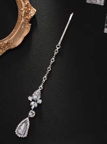 1 件异国叶子水钻发夹、锆石额头吊坠装饰配件、头饰、头饰、头链、发藤链、发夹、狂欢配饰