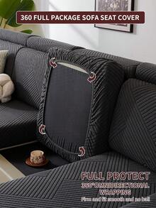 1 件弹力沙发套，防滑全覆盖沙发座套，4 季通用沙发垫套，毛绒布艺加厚沙发毯，可机洗，防尘，宠物友好，装饰性沙发保护套，可调节，适用于转角沙发、卧室、办公室、客厅、L 型沙发和 1/2/3/4 座 - 深灰色 - 查看 8
