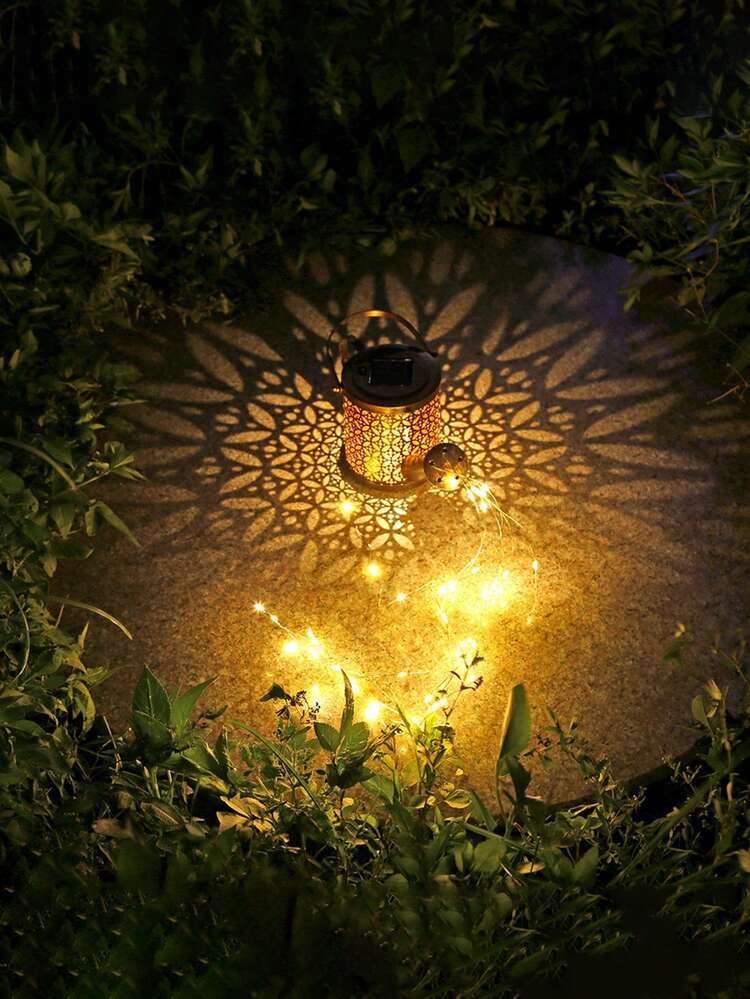 1pc Outdoor Garden Solar LED Water Jug Lamp - Shimmering Watering Can Design, Metal Surface, Rechargeable Solar Panel, Suitable For Path, Lawn, Garden And Porch Decoration As Ambient Lighting, Ideal Holiday Gift, Solar Garden Lamp, Garden Decorative Lawn Lamp, Romantic Lighting, Durable Outdoor Lamp - 銅色 - 查看 3