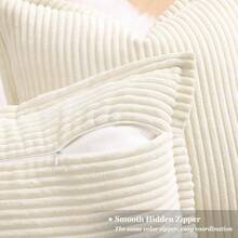 Velvet Decorative Throw Pillows Embroidered Decorative Throw Pillows Outdoor Decorative Throw PillowCorduroy Cream White Throw Pillow Covers 18x18 Set Of 2 Decorative Soft Striped Neutral Farmhouse Couch Pillow Covers With Broadside For Living Room Bed SofaBohemian Decorative Throw Pillows Customized Decorative Throw Pillows - Kem trắng - Xem 3