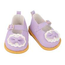 MSYO 1双14英寸美国娃娃鞋，可爱毛绒蝴蝶结皮鞋，时尚百搭公主休闲鞋，娃娃配件，适合作为小女孩的生日/节日/万圣节礼物 - 彩色 - 查看 20