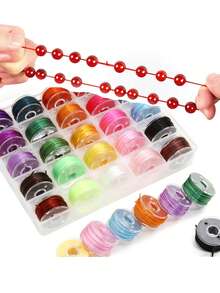 25Roll Elastic String For Bracelets Making,Sturdy Rainbow Elastic String Elastic Cord ,25 Color High Stretch Beading Elastic String For Jewelry Making, Necklaces And Jewelry Making - Crystal String Cord - View 6
