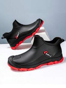 Men's Low-Top Fashion Short Rain Boots, Non-Slip Waterproof Shoes For Kitchen, Chef, Delivery, Car Washing