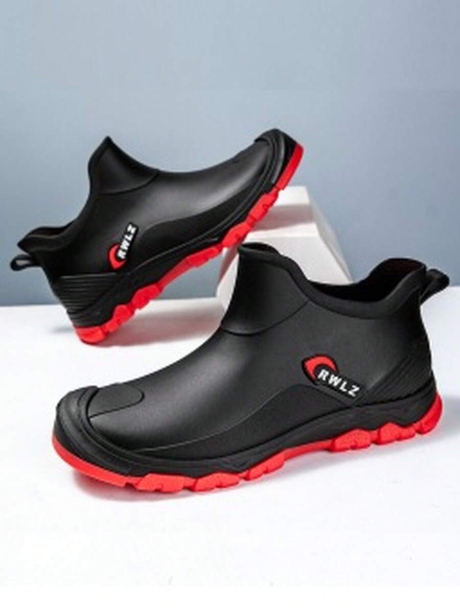 Men's Low-Top Fashion Short Rain Boots, Non-Slip Waterproof Shoes For Kitchen, Chef, Delivery, Car Washing