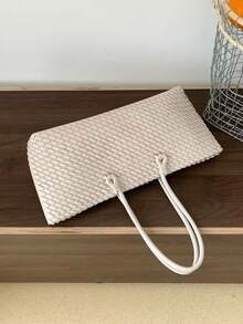 2025 New Arrival Niche Commuter Woven Tote Bag, Fashion Versatile Extra Large Capacity Shoulder Bag, Straw Bag - White - View 3