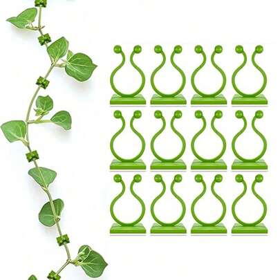30pcs Plant Wall Clips For Climbing Plants Wall Clips Green Tree Climbing Wall Tool Fixing Vine Fixing Clamp Climbing Hook Green Buckle Ring Traceless Green Plant Fixing Device Self-Adhesive Buckles, Wire Harness Classification Accessories, Suitable For Indoor And Outdoor, Flower Pot Accessories, Garden Decoration, Gardening Tools Plant Stand Wall Decor Garden Plant Support