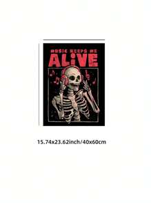 1 件无框万圣节艺术带耳机骷髅鬼怪音乐爱好者墙面印刷品，圣诞节/万圣节装饰的哥特式派对海报，宿舍/卧室的时髦海报和返校礼物（房间装饰、墙面印刷品、装饰、卧室装饰）万圣节装饰圣诞装饰感恩节婚礼家居装饰家居装饰秋季装饰秋季装饰生日装饰礼品派对用品室内节日装饰墙面装饰万圣节装饰品