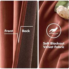 2 Panels Blackout Curtains Solid Soft Grommet Mustard Yellow Thermal Insulated Soundproof Room Darkening Curtains/Drapes/Panels Fall Living Room Bedroom 52 X 90 Inch - 紅陶 - 查看 4