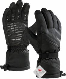¡RecomendadoTRENDOUX Guantes de invierno para esquí resistentes al agua: 3M Thinsulate -40 °   F a prueba de viento cálido hombre mujer guantes aislados con pantalla táctil antideslizante¡Top de Temporada - Negro - Ver 2