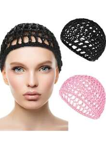 1pc/3pcs/5pcs Handmade Crochet Sleep Cap, Hairnet, Hair Snood, Wig Cap, Random Color - Multicolor - View 3