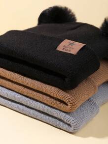 3PCS Toddler Winter Beanies Set Warm Knit Hats For Baby Boys & Girls Outdoor Activities