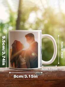 1pc Custom Photo Mug, Personalized Photo Coffee Mug, Personalized Photo Anniversary Mug, Housewarming Gifts, Valentine's Gift, Anniversary Gift, Graduation Gift, Mother's Day Gift, For Anniversaries, For Valentine's Day, For Mother's Day, For Birthdays, For Children's Day, For Father's Day, For Graduation, For Weddings, For Housewarming Kitchen, Dining Room, Living Room, Bedroom, Office, Tea Room, Home,Women's Happiness Boost Back To School - 白色 - 查看 6