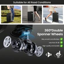 CAROMA 3/5件套男女通用登机箱套装，带TSA海关锁，ABS+PC硬壳拉杆箱，带旅行袋，适用于飞机、旅行、商务出行（20/24/28英寸/DB/TB）。行李箱、拉杆箱、万向轮行李箱、旅行箱、硬壳行李箱、带轮登机箱，旅行必备，经久耐用，适合女性度假、商务出行，大容量，旅行必备，旅行配件，旅行收纳整理，旅行用品。