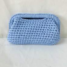 编织时尚单肩包，钩针手提包 - 彩色 - 查看 4