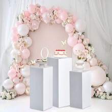 Vincidern 3PCS Metal Pedestal Stand For Party Supplies,White Metal Square Display Pedestal For Flowers,Sculptures,Wedding,Events,Cake Table Display Set,Party Decor - Màu be - Xem 6
