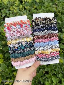 5/10/20/40个装纯色雪纺发圈，柔软可爱，适合女孩、学生、返校季、扎马尾辫、发饰、沙滩装、手链、糖果色、洗脸、发绳、发圈、运动、居家美容女性配饰礼品化妆居家健身女性配饰头部配饰弹力带 - 彩色 - 查看 12