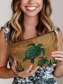 1pc Vintage Sea Turtle Print Cosmetic Bag, Modern Style Polyester Lightweight Travel Organizer Bag,Room Decor, Bags,Makeup Bag,Vanity,Travel,Make Up Bag,Travel Essentials,Organizer,Storage,Travel Essential,Makeup Organizer,Makeup Bags,Make Up Organizer,Organiser,Toiletry Bag,Desk Organiser,Cosmetic Bag,Makeup Pouch,Make Up Organize,Vanity Accessories,Make Up Pouch,Make Up Bags,Makeup Bag,Make Up Bag,Makeup Bags,Cosmetic Bag,Makeup Organiser,Travel,Makeup Pouch,Bag,Vanity,Make Up Pouch,Travel Essentials,Pouch Bag,Make Up Bags,Bags,Travel Essential,Vanity Accessories,Small Makeup Bag,Makeup Pouch,Cosmetic Bag,Travel Essential,Large Capacity,Large Makeup Bag,Christmas Gifts,Pouch,Travel,Gifts For Women Travel Essential,Pouch,Clutch / Small Handbag, Makeup Organizer,Makeup Organize,Pouch,Brush Holder,Mini Pouch,Large Capacity Pouch,Gifts For Women,Christmas Gifts,Gift Ideas For Women - Multicolor - View 4