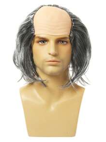 1 Stück lustiger kahlköpfiger grauer Perücke, Kostümperücke für Alten-Kostüm, Halloween Kostüm Rollenspiel Requisite, Party Deko Fotografie Requisite, Bühnenauftritt Accessoire