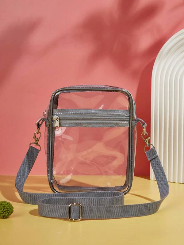 Women's Mini Clear Beach Crossbody Phone Bag Stadium Bag, Stadium Approved 19 X 14.5 X 5 Clear Transparent Purse Bag For Concerts Sports Events Festivals