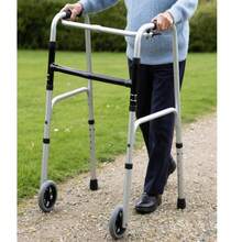Gr8 Home Folding Walking Frame Lightweight Aluminium Walker Adjustable Zimmer With Wheels - Silver - View 3