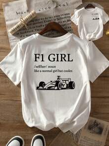 For F1 Graphic T-Shirt - Casual Crew Neck, Short Sleeve Tee With Race Car Design, Perfect For Spring & Summer, Women'S Fashion, Car Tshirt - trắng - Xem 1
