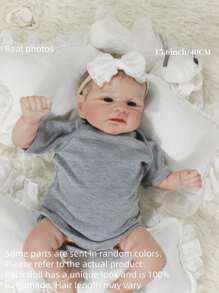 Poupée bébé Loulou réaliste de 15,6 pouces avec corps en tissu (sexe neutre). Poupée réincarné avec peinture 3D douce de nouveau-né (avec biberon, couche, certificat de naissance). Cadeau d'anniversaire, de Noël, de Pâques, d'Halloween ou de Thanksgiving
