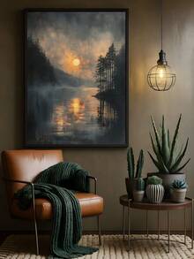 1幅魔法森林萤火虫艺术版画 - 植物墙画，风景帆布装饰画，艺术自然萤火虫装饰画，暗黑学院风版画，神秘夜空艺术作品和女巫主题房间装饰，复古艺术，自然帆布墙画和魔法家居装饰，秋季墙画，卧室装饰，客厅装饰，办公室装饰 - 彩色 - 查看 5