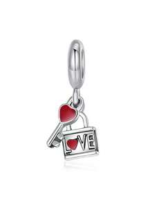 1pc Fashion Red Series Heart, Square, Bell, Flower, Bow, Cup, Key, Baseball, Home, Peace Dove Pendant, Suitable For Girls And Women DIY Bracelet Necklace Fashion Jewelry Making Gift Valentine's Day - Red - View 13