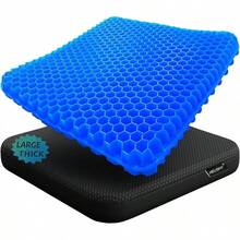 Gel Cushion Long Sitting Pressure Relief (Large & Thick) - Wheelchair Cushion Pressure Sores - Coccyx, Sciatica & Tailbone Pain Relief - Non-Slip Butt Pillow Office, Home, Car - Màu xanh lam - Xem 10