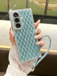 1 pieza Funda de teléfono plegable con diseño de brazalete de cristal en forma de rombo, compatible con Samsung Galaxy Z Fold 7, Galaxy Z Fold 6/5, Galaxy Z Flip7, Galaxy Z Flip6, Galaxy Z Flip5