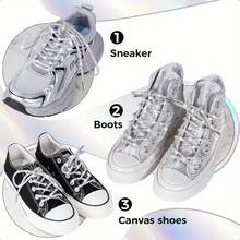 2条120厘米奢华水晶鞋带，圆形水晶鞋带/帽带，时尚闪亮，水晶抽绳运动鞋带，休闲鞋带 - 白色 - 查看 9