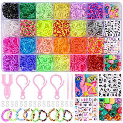 2,441pcs DIY Bracelet Making Kit, Multicolor Elastic Cord, With S-Hooks, Rubber Bands, Lightbulb Clips, Random Soft Rubber Sheets And Crochet Tools, Jewelry And Craft Set, Bohemian Style, With Storage Box, For Creative Projects And Gifts