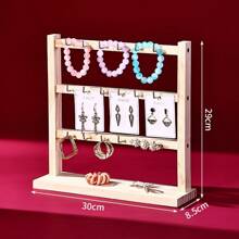 1 件木制多层珠宝展示架带挂钩，多功能展示架，可展示项链、耳环、戒指、手镯，非常适合珠宝店
