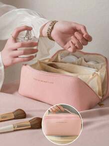 Wodoodporna kosmetyczka z PU, duża pojemność kosmetyczki podróżnej, przenośna torba do przechowywania kosmetyków, kosmetyczka podróżna z uchwytami i przegródkami, odpowiednia do przechowywania kosmetyków, przyborów toaletowych, produktów do pielęgnacji skóry, produktów do higieny osobistej itp., niezbędne rzeczy do szkoły, organizer świąteczny, prezent świąteczny.