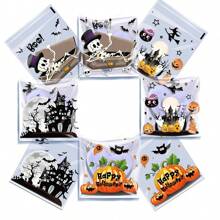 Halloween Kekstüte, Schnee-Knistern, selbstklebende Reißverschlusstüte zum Backen, Lebensmittel-Snacktüte, Kürbis-Geist Süßigkeiten-Verpackungstüte